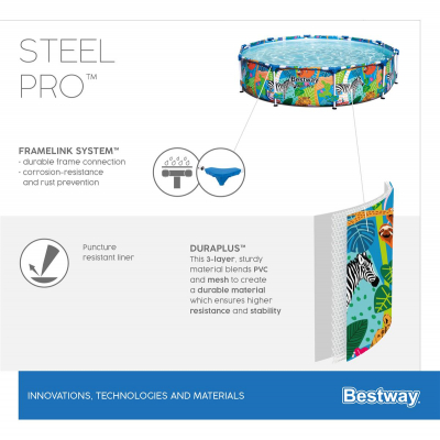 Bestway Steel Pro Frame Pool ohne Pumpe Durchmesser 305 x 66 cm