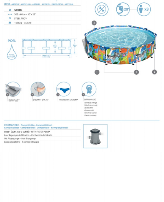 Bestway Steel Pro Frame Pool ohne Pumpe Durchmesser 305 x 66 cm