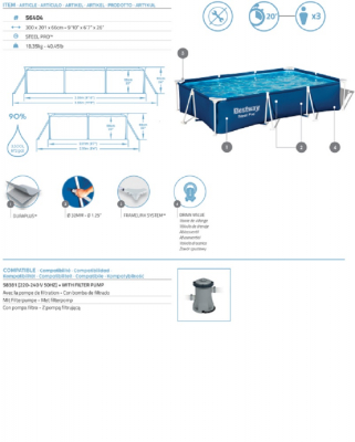 Bestway Steel Pro Frame Pool ohne Pumpe 300 x 201 x 66 cm