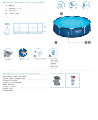 Bestway Steel Pro Frame Pool Set mit Filterpumpe Durchmesser 305 x 76 cm
