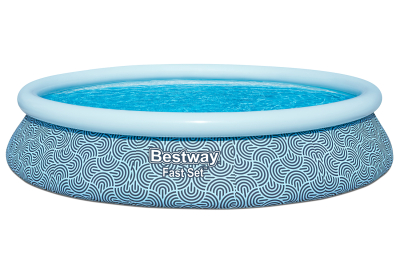 Bestway Fast Set™ Aufstellpool Set mit Filterpumpe Ø 457 x 84 cm, Grafisches Liniendesign, rund