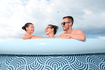 Bestway Fast Set™ Aufstellpool Set mit Filterpumpe Ø 457 x 84 cm, Grafisches Liniendesign, rund