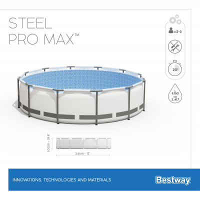 Bestway Steel Pro MAX Frame Pool Set mit Filterpumpe Durchmesser 366 x 100 cm
