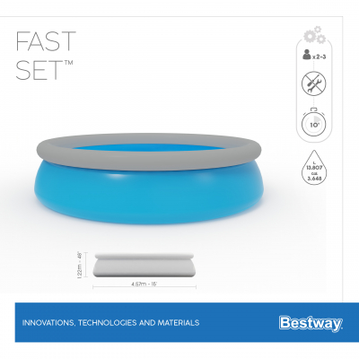 Bestway Fast Set Aufstellpool-Set mit Filterpumpe Durchmesser 457 x 122 cm