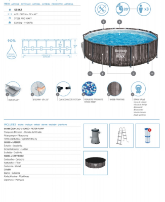 Bestway Steel Pro MAX Auftstellpool-Komplett-Set mit Filterpumpe Durchmesser 427 x 107 cm
