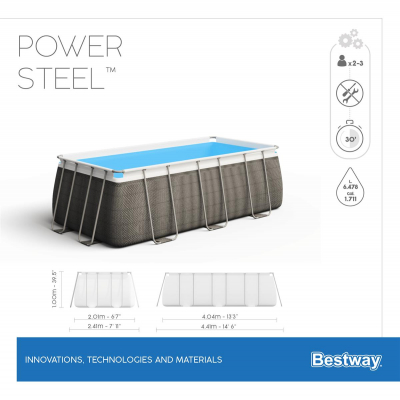 Bestway Power Steel Frame Pool Set mit Filterpumpe 404 x 201 x 100 cm