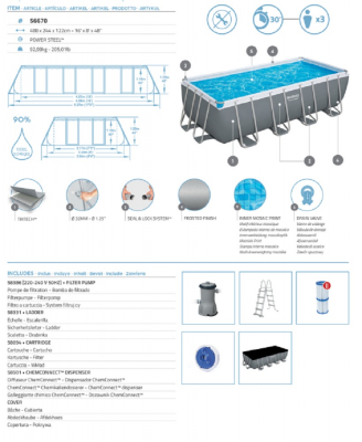 Bestway Power Steel Frame Pool Komplett-Set mit Filterpumpe 488 x 244 x 122 cm
