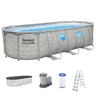 Bestway Power Steel Swim Vista Series Frame Pool Komplett-Set mit Filterpumpe 549 x 274 x 122 cm