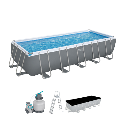 Steel Pro MAX™ Frame Pool Komplett Set mit Sandfilteranlage 640 x 274 x 132 cm, grau, eckig