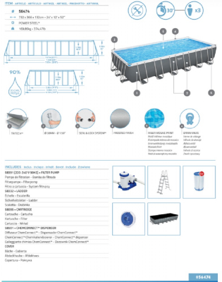 Bestway Power Steel Frame Pool Komplett-Set mit Filterpumpe 732 x 366 x 132 cm