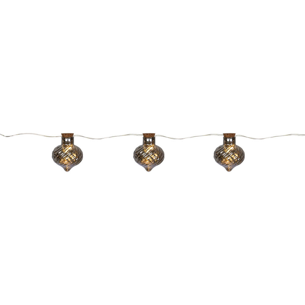LED-Minilichterkette, Zwiebelkugeln, 12 warmweiße LEDs, rauchfarben