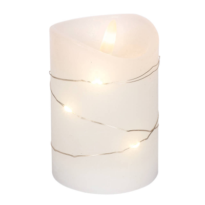 LED-Echtwachskerze, 7 warmweiße LEDs, weiß, Höhe 100 mm