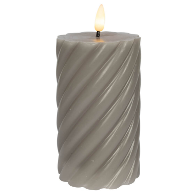 Star Trading LED-Echtwachskerze, Flamme Swirl, 1 warmweiße flackernde LED, grau