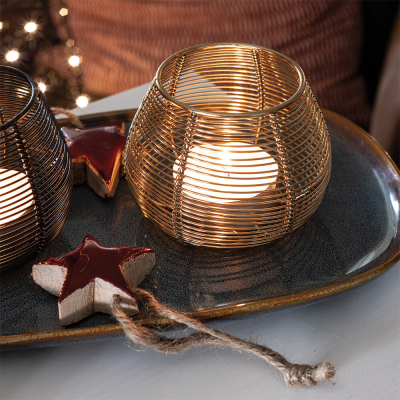 Teelichthalter für 1 Teelicht, gold