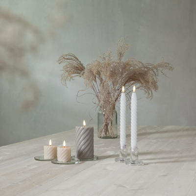 Star Trading LED-Echtwachskerzen, Flamme Swirl Votive, 2er-Set, beige