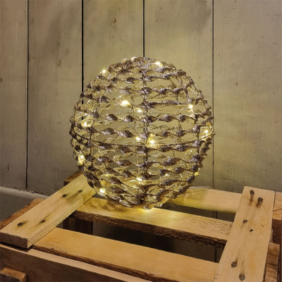 LED-Kugel, 30 warmweiße LEDs, gold