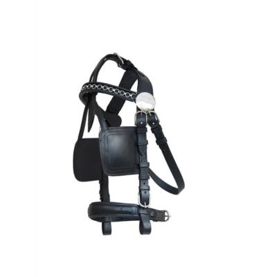 German Riding Fahrzaum Top Class mit Scheuklappen Pony braun