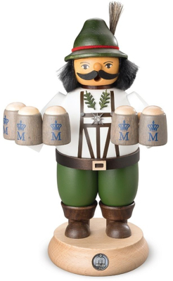 Müller-Kleinkunst aus dem Erzgebirge seit 1899 - Räuchermann Bayrischer Schankwirt, weiß, 13x21cm