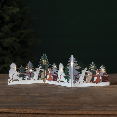 Star Trading Fensterleuchter FOREST FRIENDS, 10 warmweiße LEDs,