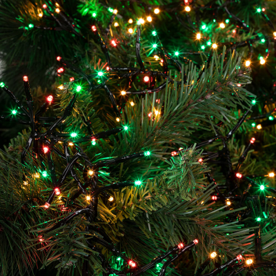 LED-Lichterkette, Cluster, 384 warmweiße, grüne und rote LEDs