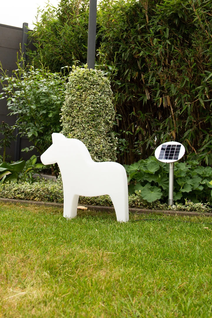 8 seasons - Motivleuchte Shining Dala Horse 43 cm weiß Solar