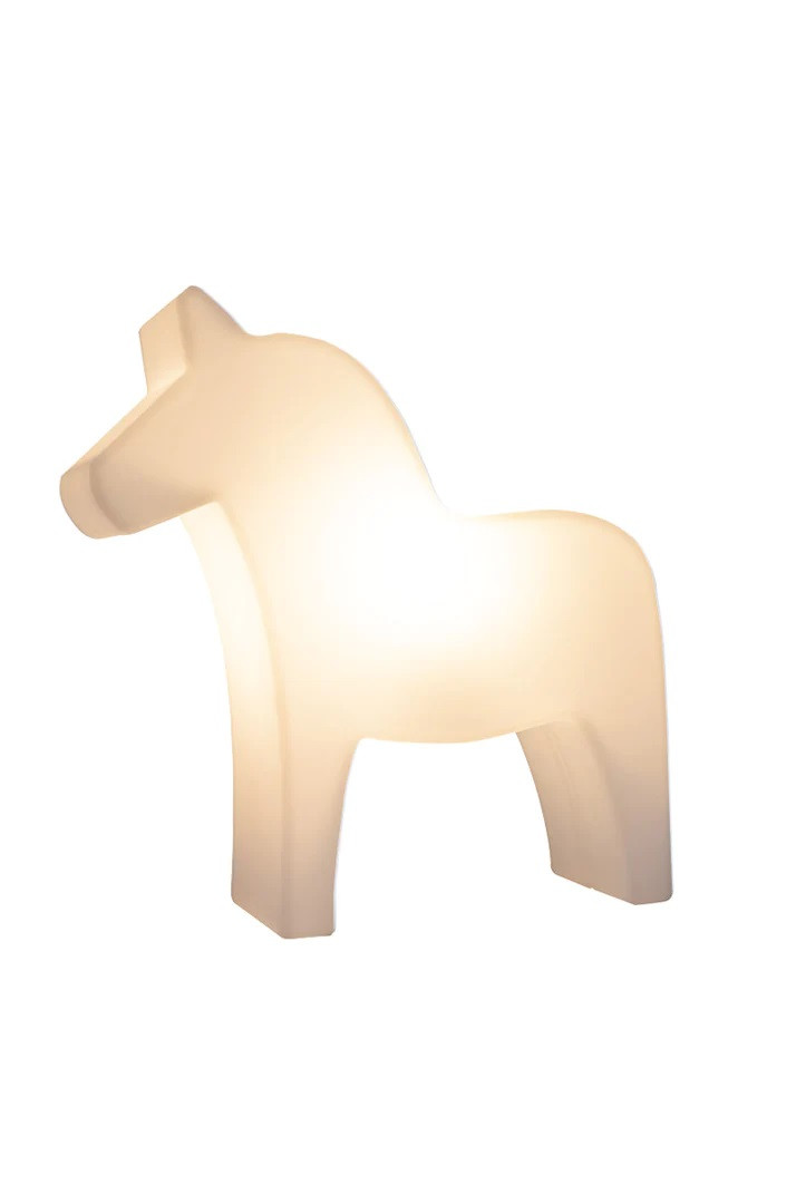 8 seasons - Motivleuchte Shining Dala Horse 43 cm weiß Solar