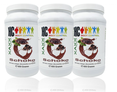 XAXX HC BODY CONTROL SHAKE SCHOKO 3er-Set je 600g = 60 Mahlzeiten