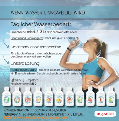 XAXX HC Refresh Liquid ERDBEER RHABARBER Konzentrat 1:150, 250 ml, zuckerfreier Sirup