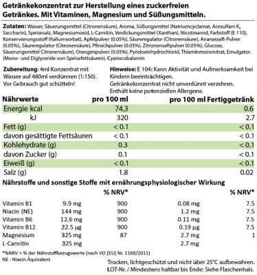 XAXX HC Refresh Liquid MULTIFRUCHT Konzentrat 1:150, 250 ml, zuckerfreier Sirup