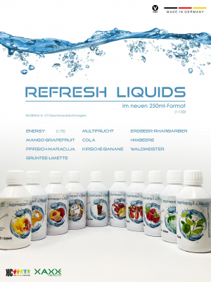 XAXX HC Refresh Liquid MULTIFRUCHT Konzentrat 1:150, 250 ml, zuckerfreier Sirup
