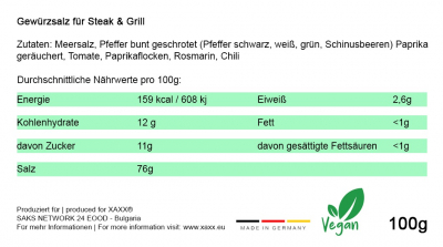 XAXX HC Gewürzsalz Steak & Grill, 100 Gramm