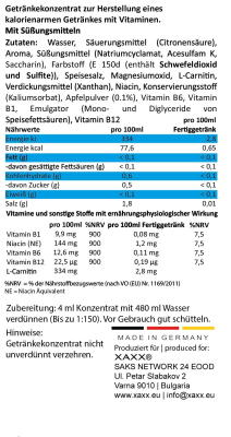 XAXX HC Refresh Liquid Grüner Apfel Konzentrat 1:150, 250 ml, zuckerfreier Sirup