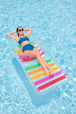 Bestway Luftmatratze Summer Colors mit Rückenlehne + klappbarem Fußteil 201 x 89 cm
