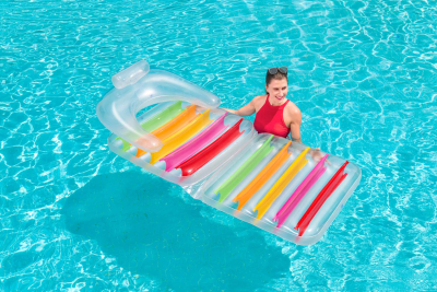 Bestway Luftmatratze Summer Colors mit Rückenlehne + klappbarem Fußteil 201 x 89 cm