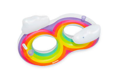 Bestway Rainbow Dreams 2-Personen-Schwimmring mit Kopfstütze 186 x 116 cm