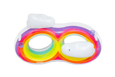 Bestway Rainbow Dreams 2-Personen-Schwimmring mit Kopfstütze 186 x 116 cm