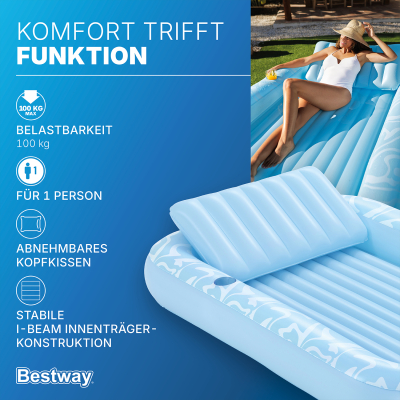 Bestway Aufblasbare Sonnenliege 203 x 137 x 25,5 cm