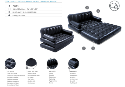 Bestway 3-in-1 Luftsofa Multi-Max 188 x 152 x 64 cm