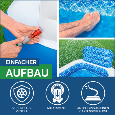 Bestway Family Pool Waterfall Oasis mit Wassersprinkler 229 x 152 x 96 cm