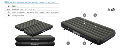 Bestway TriTech 3-in-1-Luftbett Connect and Rest 188 x 99 x 25 cm