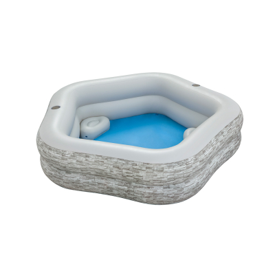 Bestway Family Pool TruPrint 213 x 206 x 53 cm, Steinwand-Optik (Cremegrau)