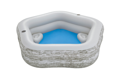 Bestway Family Pool TruPrint 213 x 206 x 53 cm, Steinwand-Optik (Cremegrau)