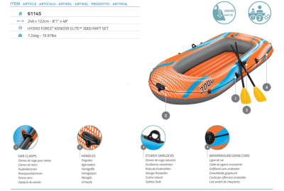 Bestway Schlauchboot-Set Kondor Elite 3000 246 x 122 x 45 cm