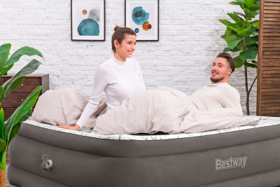 Bestway TriTech Doppelluftbett Fashion Flock mit integrierter Elektropumpe 203 x 152 x 56 cm