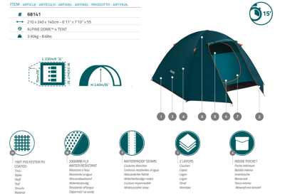 Bestway 4-Personen-Zelt Alpine Dome 280 x 240 x 140 cm