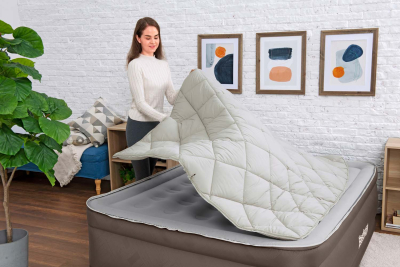 Bestway Fortech Doppelluftbett mit Reißverschlussbezug & integrierter Elektropumpe  203 x 152 x 51 cm