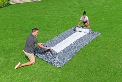 Bestway Steel Pro Frame Pool ohne Pumpe 366 x 201 x 66 cm, Blattform-Design, eckig
