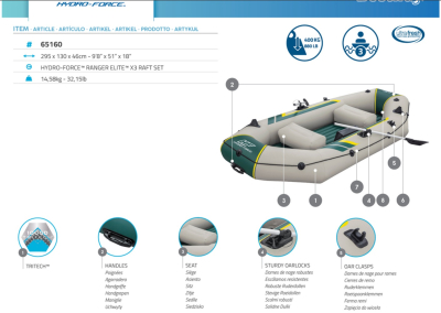 Bestway Hydro-Force Schlauchboot Komplett-Set 295x130x46cm