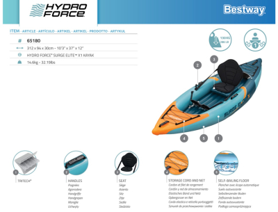 Bestway Hydro Force Kajak-Set Surge Elite X1 312 x 94 x 30 cm
