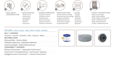 Bestway LAY-Z-SPA Energiespar-Whirlpool Bali AirJet mit App-Steuerung, Durchmesser 196 x 71 cm, für 6 Personen, Rattan-Opti (Lichtgrau)